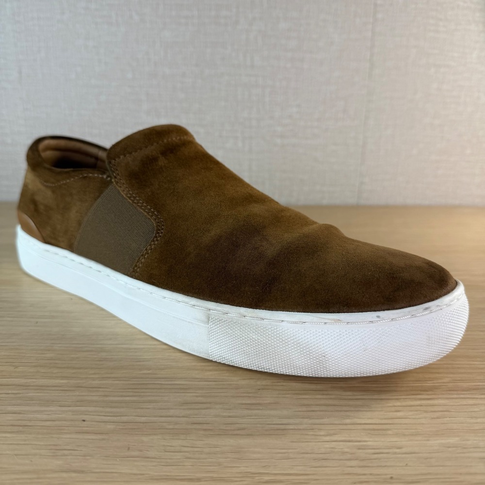 Johnston & Murphy McGuffey Brown Suede Sheepskin Slip On Sneaker TRUFOAM Men 11M